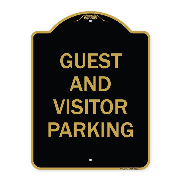 Signmission Designer Series Guest and Visitor Parking, Black & Gold Aluminum Sign, 18" x 24", BG-1824-23933 A-DES-BG-1824-23933 - main
